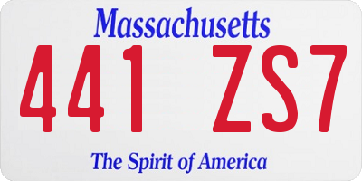 MA license plate 441ZS7