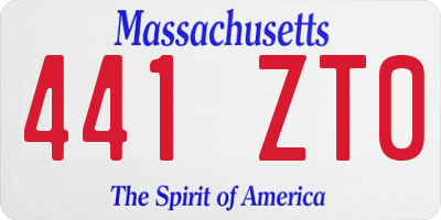 MA license plate 441ZT0