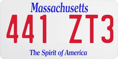 MA license plate 441ZT3