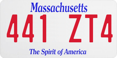 MA license plate 441ZT4