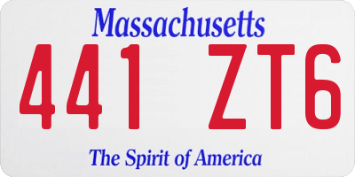 MA license plate 441ZT6