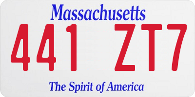 MA license plate 441ZT7
