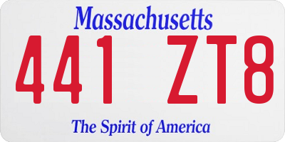 MA license plate 441ZT8