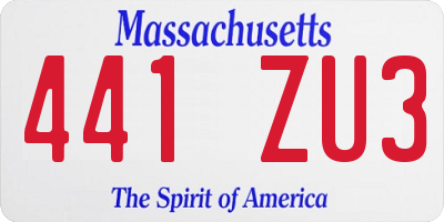 MA license plate 441ZU3