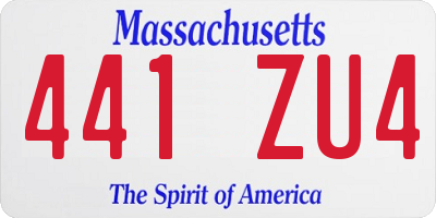 MA license plate 441ZU4