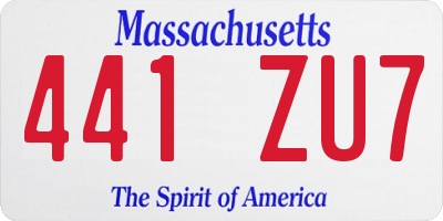 MA license plate 441ZU7