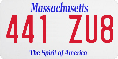 MA license plate 441ZU8