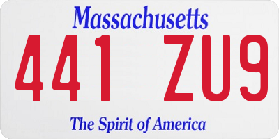 MA license plate 441ZU9