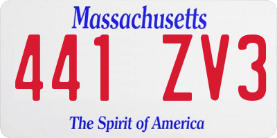 MA license plate 441ZV3