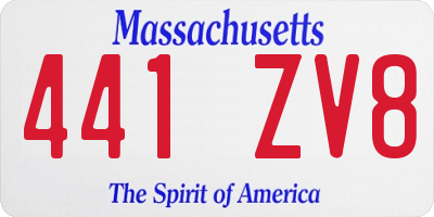 MA license plate 441ZV8