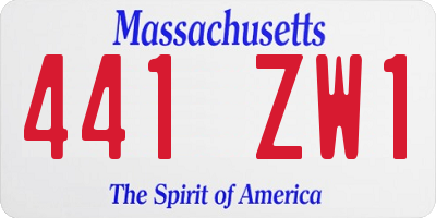 MA license plate 441ZW1