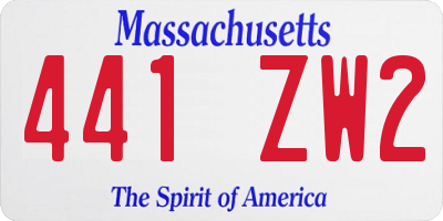 MA license plate 441ZW2