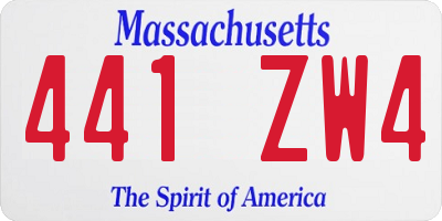 MA license plate 441ZW4