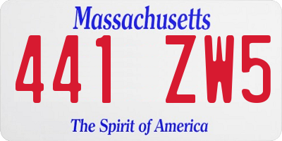 MA license plate 441ZW5