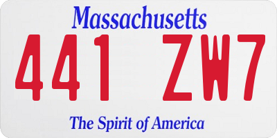 MA license plate 441ZW7