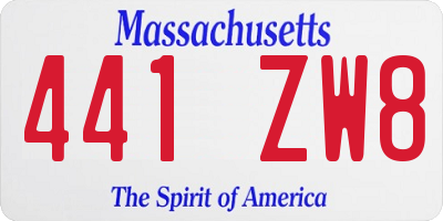 MA license plate 441ZW8