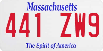 MA license plate 441ZW9