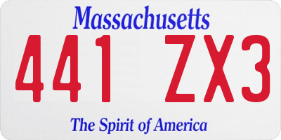 MA license plate 441ZX3