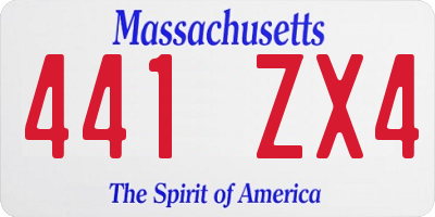 MA license plate 441ZX4