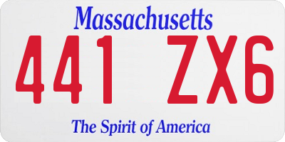 MA license plate 441ZX6