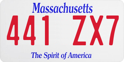 MA license plate 441ZX7