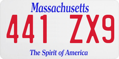 MA license plate 441ZX9