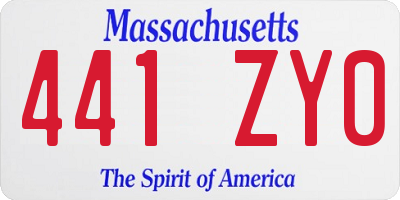 MA license plate 441ZY0
