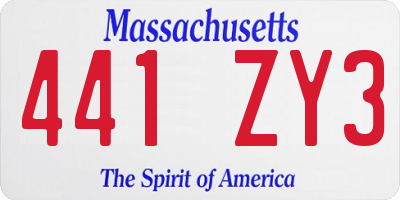 MA license plate 441ZY3
