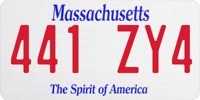MA license plate 441ZY4