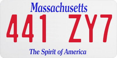 MA license plate 441ZY7