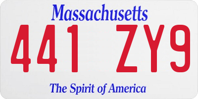 MA license plate 441ZY9