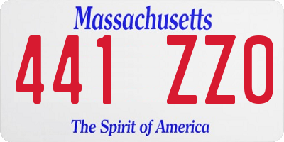 MA license plate 441ZZ0