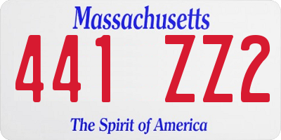 MA license plate 441ZZ2