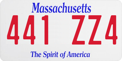 MA license plate 441ZZ4