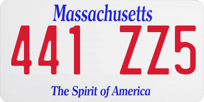 MA license plate 441ZZ5
