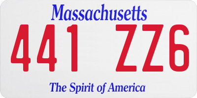 MA license plate 441ZZ6