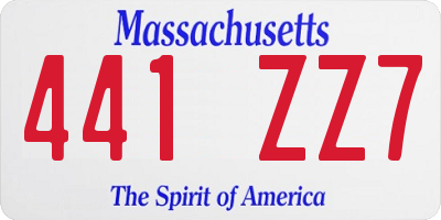 MA license plate 441ZZ7