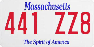 MA license plate 441ZZ8
