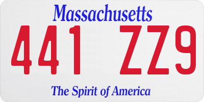 MA license plate 441ZZ9