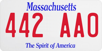 MA license plate 442AA0