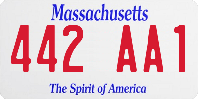 MA license plate 442AA1