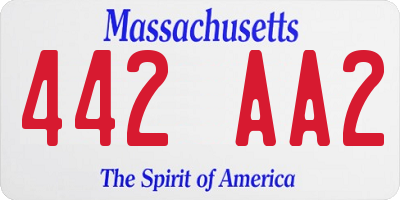 MA license plate 442AA2