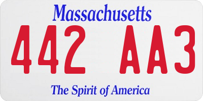 MA license plate 442AA3