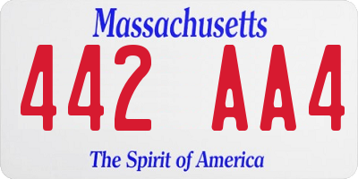 MA license plate 442AA4