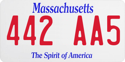 MA license plate 442AA5