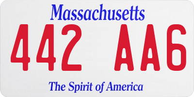 MA license plate 442AA6