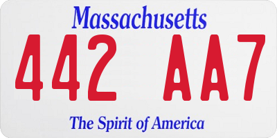 MA license plate 442AA7