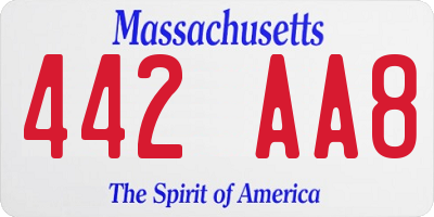 MA license plate 442AA8