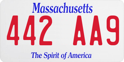 MA license plate 442AA9