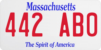 MA license plate 442AB0